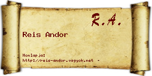 Reis Andor névjegykártya